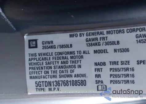 2006 Hummer H3 Suv z USA, uszkodzony, nr VIN 5GTDN136768108580